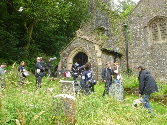 How-I-Live-Now-filming-at-Llandefeisant-Church